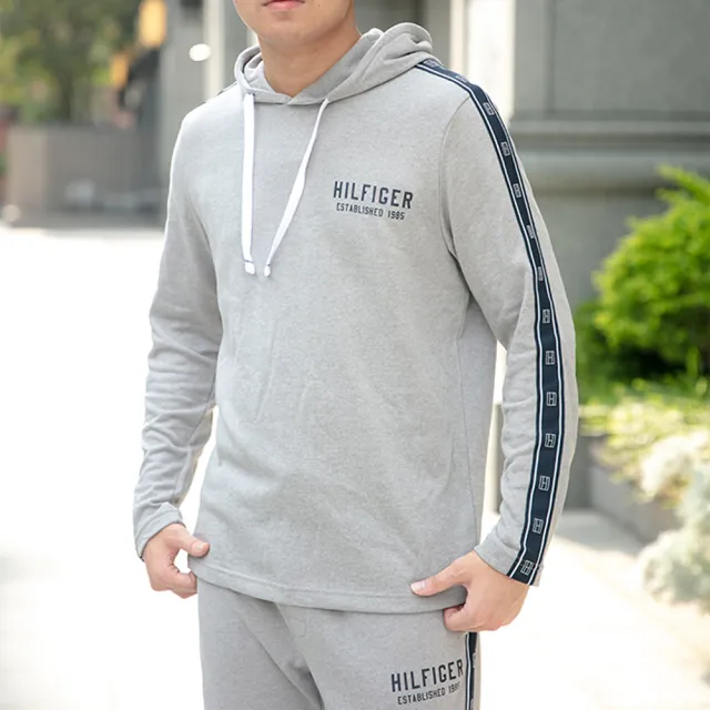 【Tommy Hilfiger】薄帽T 手臂串標 帽T 湯米上衣 平輸品(薄帽T9447DG3)