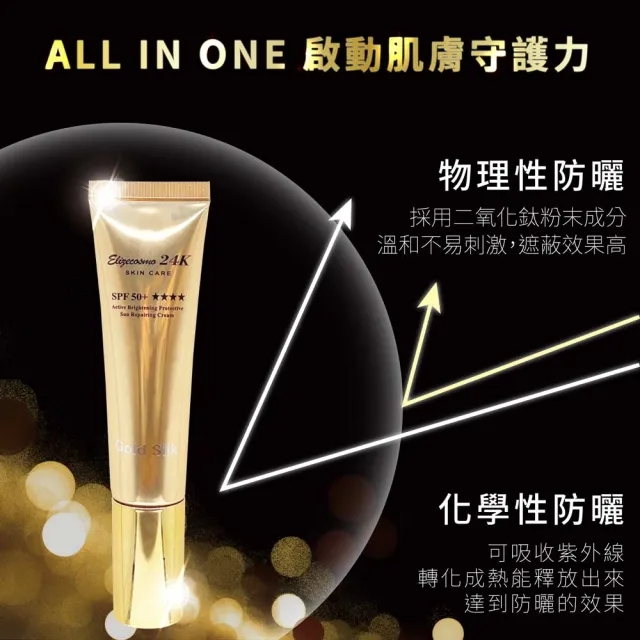 【Elizecosmo】24k黃金蠶絲 防曬美白素顏霜 30mL(最強防曬 瞬間提亮雙功能)