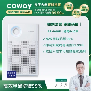 【Coway】5-10坪 綠淨力輕都會經典空氣清淨機 AP-1018F-內附甲醛濾網(組合用)