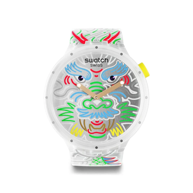 SWATCH BIG BOLD系列 手錶 DRAGON IN CLOUD 龍年錶 白龍高昇 男錶 女錶 手錶 瑞士錶 錶(47mm)