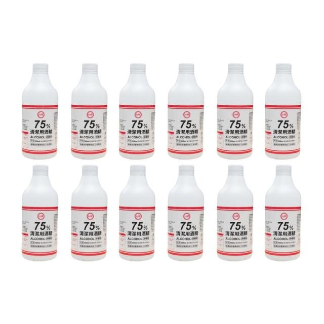 【台糖】75%清潔用酒精 12瓶組(500ml/瓶+酒精專用噴頭X1)