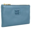 【MIU MIU】簡約經典LOGO皮革信用卡手拿包零錢包簡易短夾(天藍)