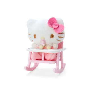 【SANRIO 三麗鷗】寶寶系列 造型玩偶附鍊&嬰兒搖椅 Hello Kitty