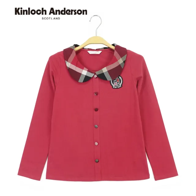 【Kinloch Anderson】格紋小圓領棉質長袖上衣 金安德森女裝(KA0673005 磚紅)