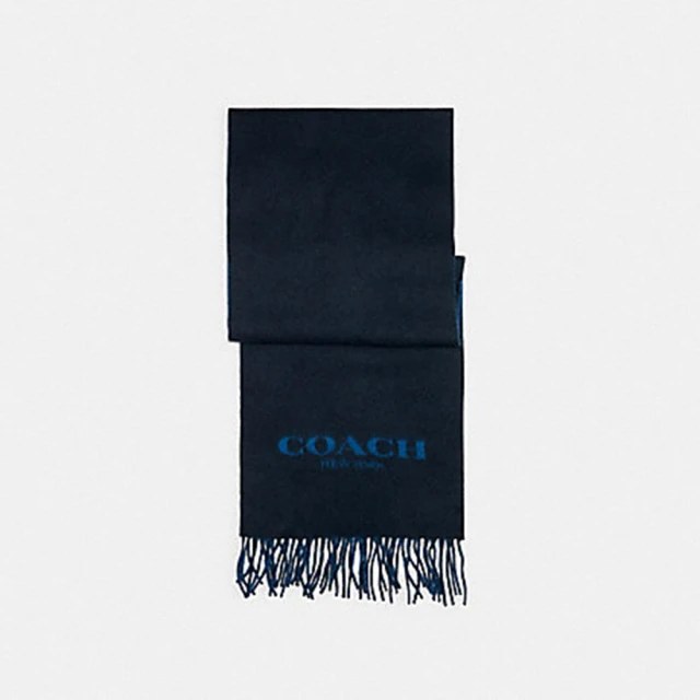 COACH COACH 馬車圖案Logo羊毛雙色圍巾義大利製