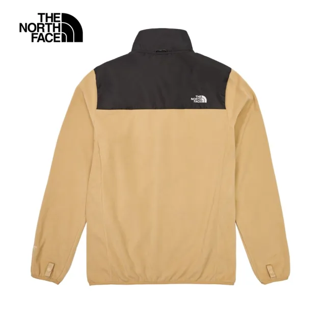 【The North Face 官方旗艦】北面男款卡其色舒適保暖立領抓絨外套｜83OSQV2