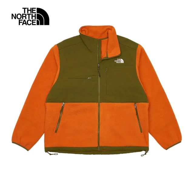 【The North Face】經典ICON-北面男款綠橘拼接舒適保暖立領抓絨外套｜86ZURO2