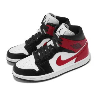 【NIKE 耐吉】休閒鞋 Wmns Air Jordan 1 Mid 女鞋 男鞋 白 紅 AJ1 一代 黑頭(BQ6472-160)