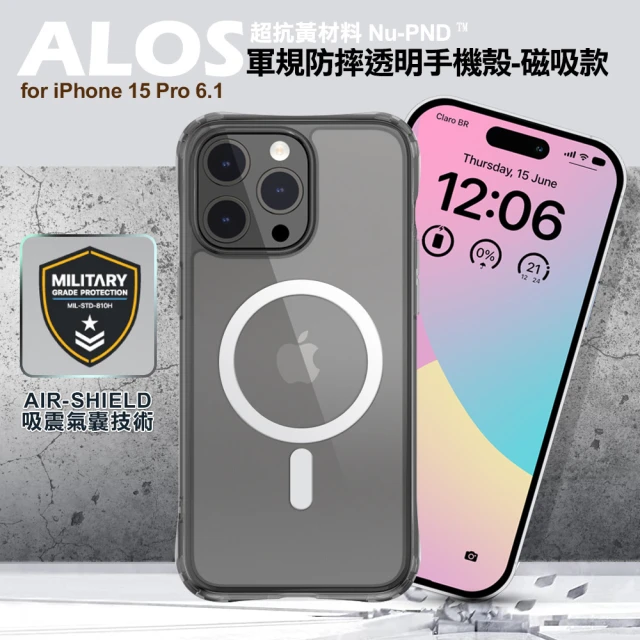 MAGEASYMAGEASY for iPhone15 Pro ALOS永不發黃軍規防摔透明手機殼(磁吸款)