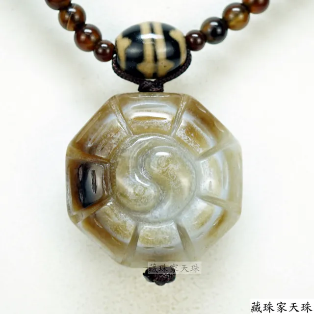 【藏珠家】精品33mm財咒天眼+兩儀八卦天珠項鍊