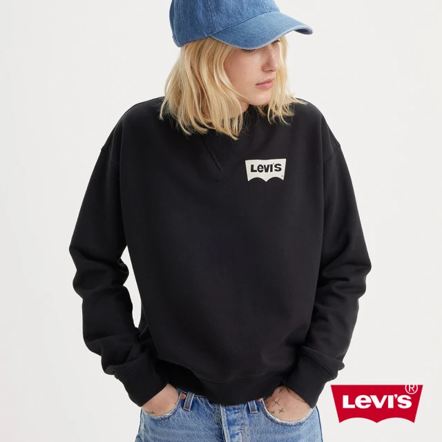 【LEVIS 官方旗艦】女款 重磅大學Tee / 經典Logo 360GSM厚棉 黑 熱賣單品 A7288-0019