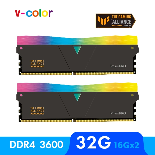 【v-color 全何】Prism Pro RGB DDR4 3600 32GB kit 16GBx2(TUF GAMING認證桌上型超頻記憶體)