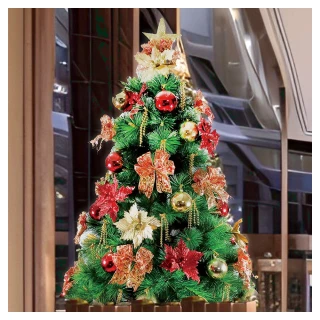 【摩達客】台灣製10尺-300cm特級綠松針葉聖誕樹+高級聖誕花蝴蝶結系配件豪華組-不含燈(飯店級)