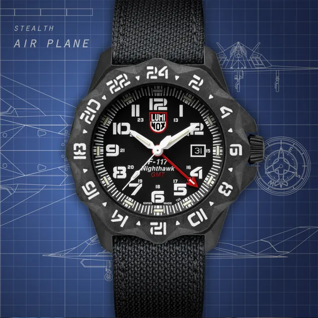 【LUMINOX 雷明時】F-117 Nighthawk夜鷹戰機腕錶 瑞士錶(黑x白時標44mm 6441)