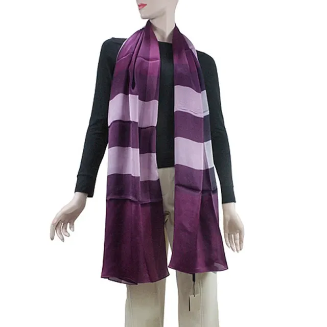 【BURBERRY 巴寶莉】格紋絲綢緞面圍巾(紫紅色)