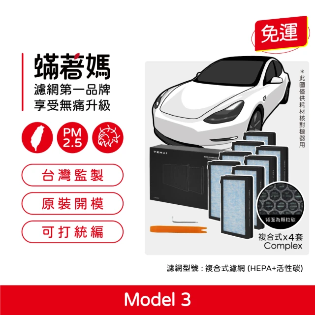 蟎著媽 濾網2盒4入優惠組(適用 TEMAI Tesla 特