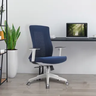 【E-home】Vortex 2.0 旋流白框中背半網扶手人體工學電腦椅 3色可選(辦公椅 會議椅 人體工學)