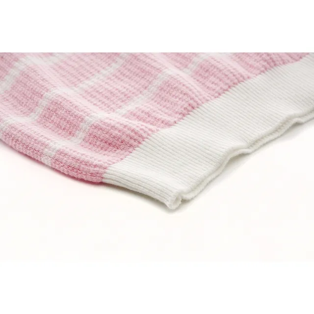 【FILA官方直營】女撞色條紋短袖線衫-粉色(5SWY-1013-PK)