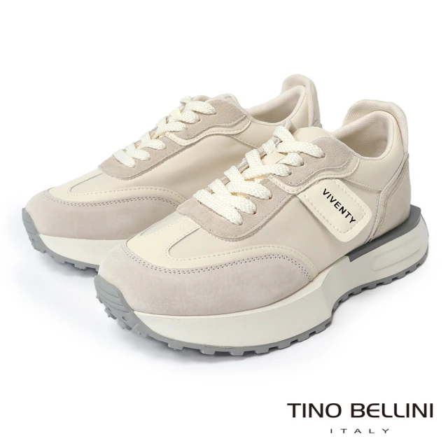 【TINO BELLINI 貝里尼】時尚運動風厚底休閒鞋LB0V010-0(灰白)