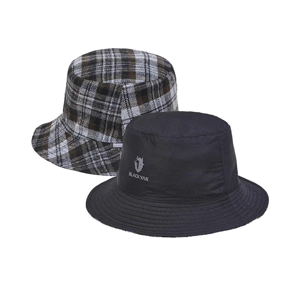 【BLACK YAK】格紋雙面戴漁夫帽[米白/黑色]CB2NAF02(秋冬 漁夫帽 雙面帽 格紋帽 中性款)