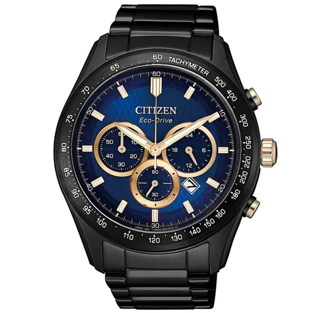 【CITIZEN 星辰】Chronograph系列 型男必備 光動能三眼計時腕錶 錶 週年慶 雙11(CA4458-88L)