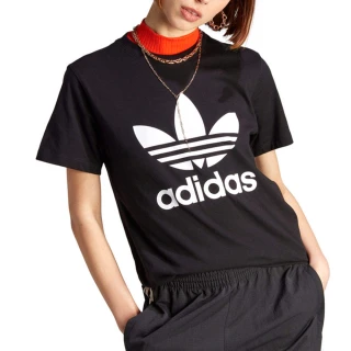 【adidas 愛迪達】TREFOIL TEE 女 黑 運動短袖上衣 三葉草 穿搭 運動 休閒(IK4035)