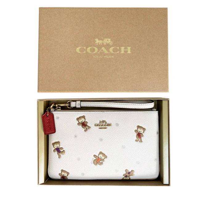 COACH 防刮皮革馬車Logo壓釦中夾(奶茶色)折扣推薦