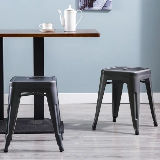 【E-home】2入組 Una尤娜工業風可堆疊金屬餐椅-高45cm 4色可選(網美 戶外 工業風)