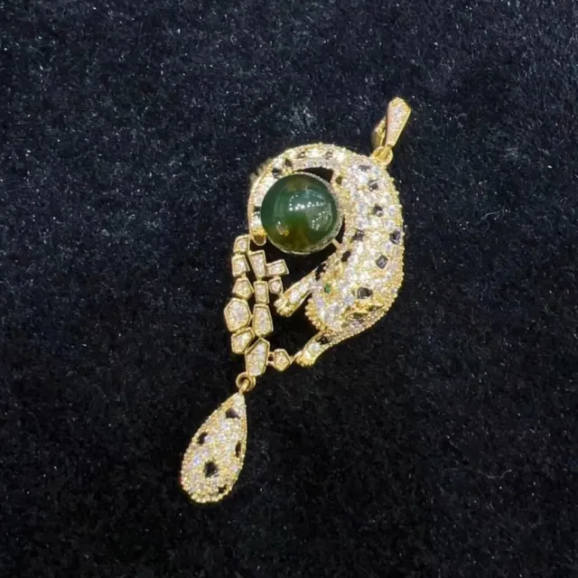 【勝弘珠寶】多明尼加藍珀豹富胸針