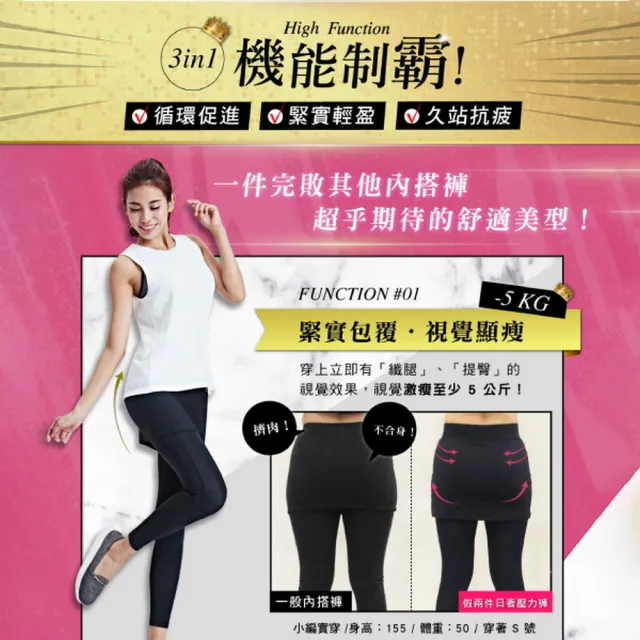 【iFit 愛瘦身】Fitty 假兩件日著壓力褲 網紗短褲(全黑)