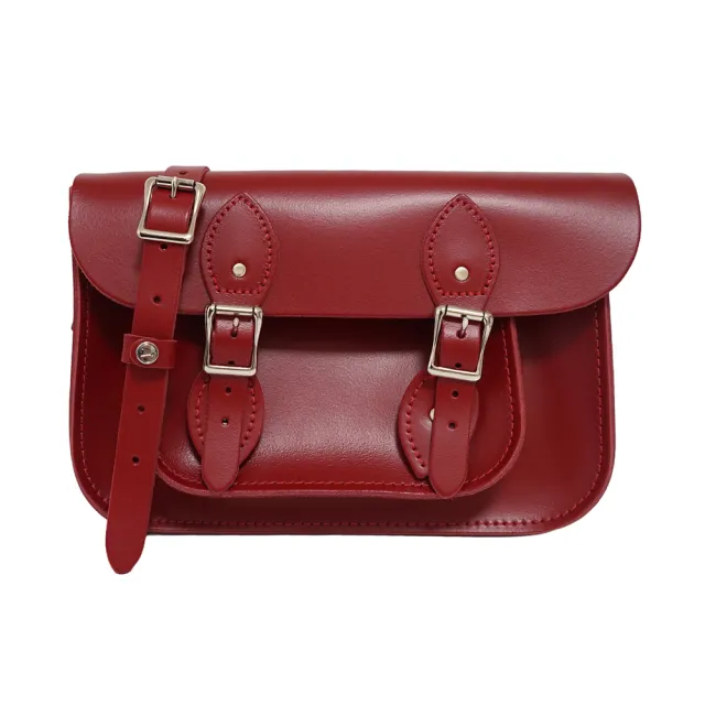 【The Leather Satchel Co.】11吋 英國手工牛皮劍橋包 肩背包 側肩包 手拿包(心機紅)