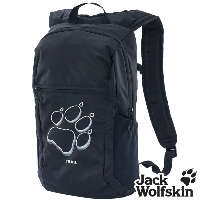 【Jack wolfskin 飛狼】TRAIL 刺繡狼爪輕巧旅遊休閒包 健行背包 12L(黑色)