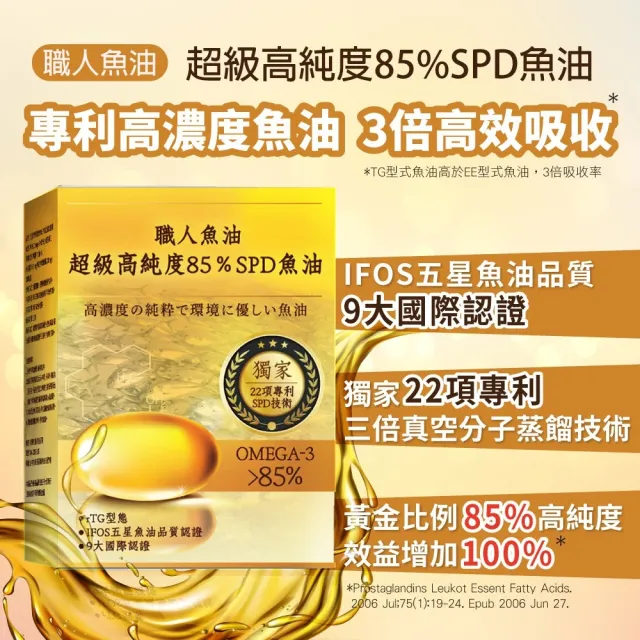 【YAYU Biomed 雅譽生醫】超級高純度85%SPD魚油1入組(共30顆)