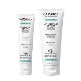 【GAMARDE 珂瑪德】溫和清潔卸妝乳200ml＋活泉保濕潔面凝膠100ml(最強洗卸優惠組)