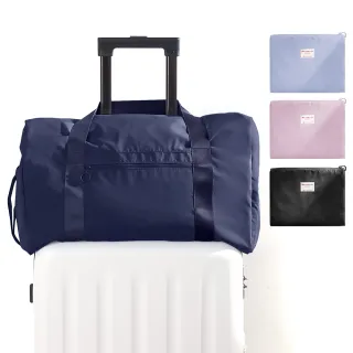 【UNIQE】日系質感旅行袋 柔韌面料 舒適加寬背帶 防潑水肩背側背包 36L大容量摺疊 折疊拉桿包斜背包行李袋