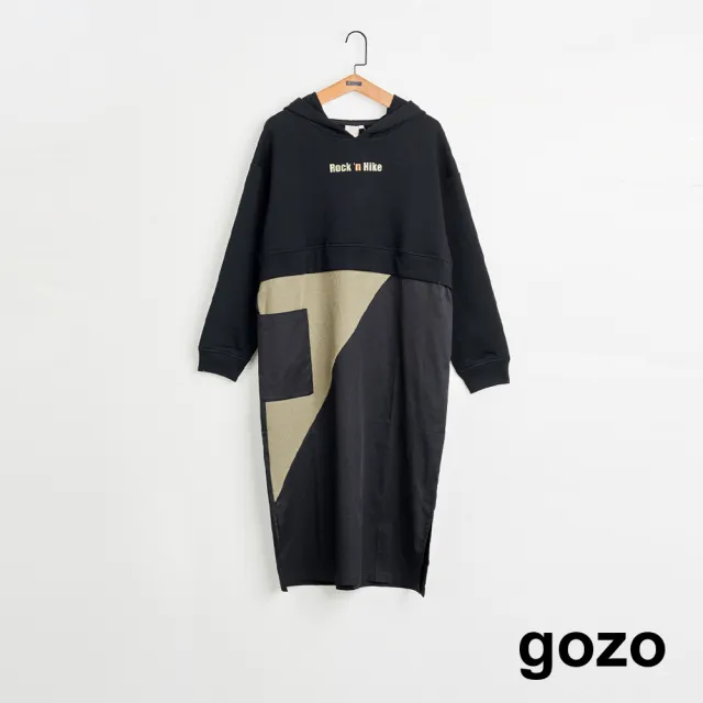 【gozo】MOMO獨家款★限量開賣 不規則造型假兩件長洋裝(兩色)