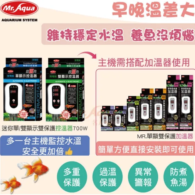 【MR.AQUA】水族先生35W單顯加溫器 雙保護/控加熱棒/世界首創有多國專利(導熱快/離水斷電)