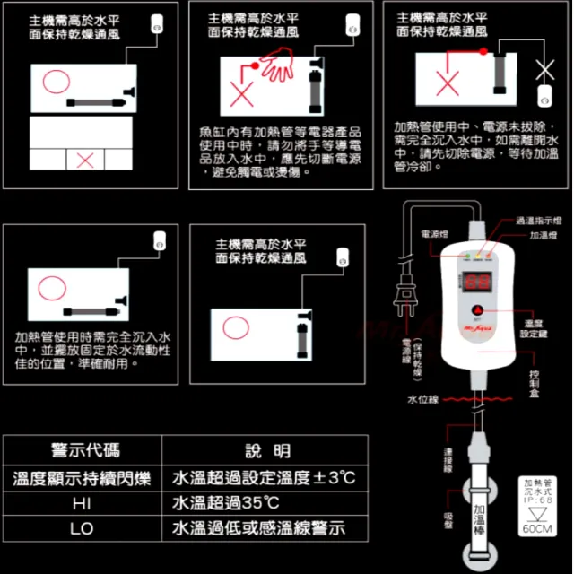 【MR.AQUA】水族先生35W單顯加溫器 雙保護/控加熱棒/世界首創有多國專利(導熱快/離水斷電)