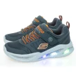 【SKECHERS】Meteor Lights 中大童 休閒鞋 燈鞋 緩震 舒適 透氣 灰橘(401675LCCOR)