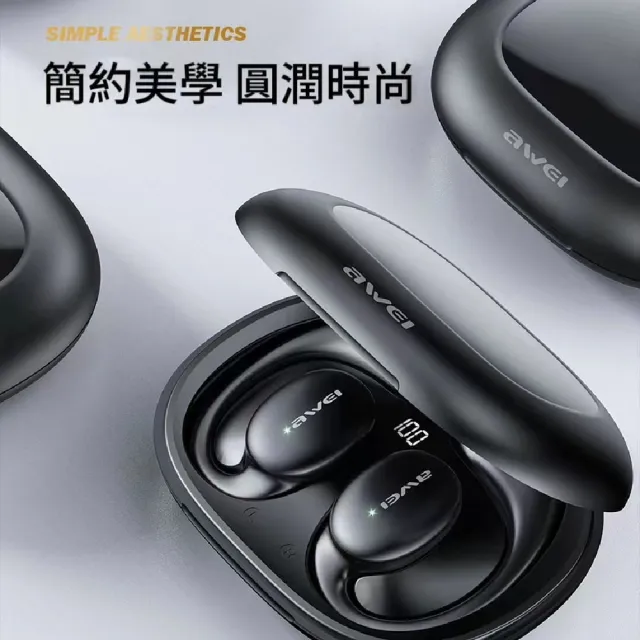 【CityBoss】AWEI T80 OWS 開放式藍牙耳機 氣傳導耳掛式運動耳機 電量顯示(適用 蘋果 安卓)