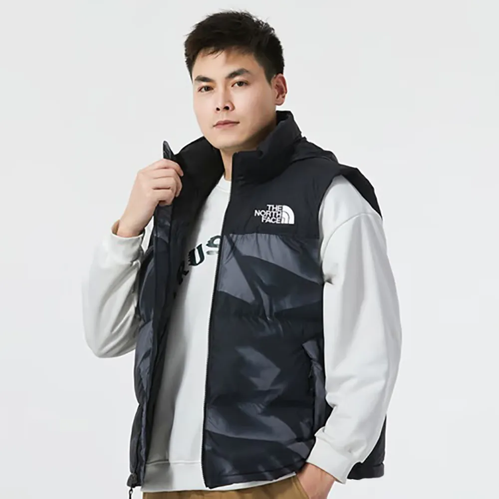 【The North Face】北臉 背心 男款 羽絨背心 運動 防潑水 M 1996 RETRO NUPTSE VEST 黑灰 NF0A3JQQSIF