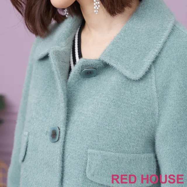 【RED HOUSE 蕾赫斯】方釦毛毛外套(湖水色)