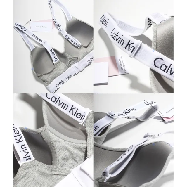 【Calvin Klein 凱文克萊】CK內衣 Logo緹花肩帶 無鋼圈內衣 集中 美背 黑 灰(QF7059E)