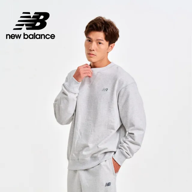 【NEW BALANCE】NB 螺紋拼接棉質長袖上衣_MT41506AHH_男性_淺灰色(美版)