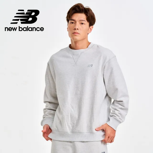 【NEW BALANCE】NB 螺紋拼接棉質大學T/長袖上衣_MT41506AHH_男性_淺灰色(美版)