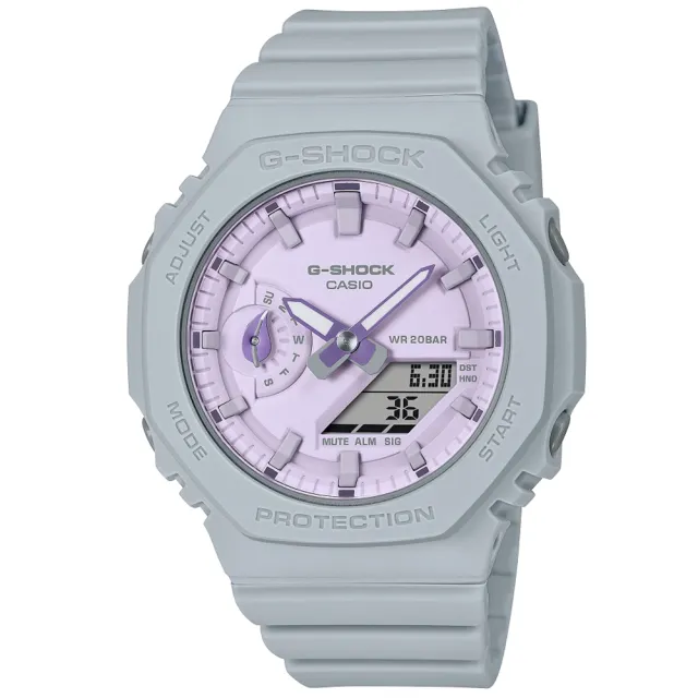 【CASIO 卡西歐】G-SHOCK WOMEN 大地色調 植物設計 八角雙顯腕錶 送禮推薦 禮物(GMA-S2100NC-8A)