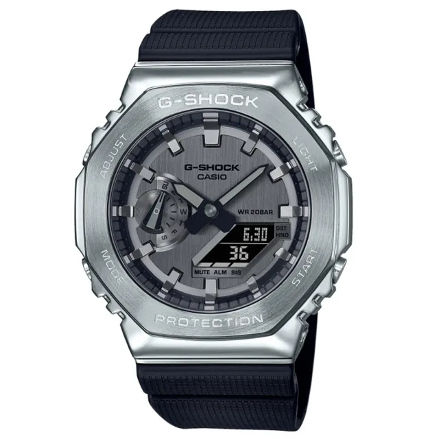 【CASIO 卡西歐】G-SHOCK  時尚金屬八角雙顯腕錶 618 週年慶 畢業禮物(GM-2100-1A)