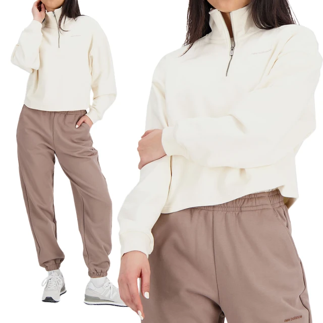 【NEW BALANCE】女款 米白色 休閒 穿搭 流行 半襟衫 長袖 AWT33556GIE