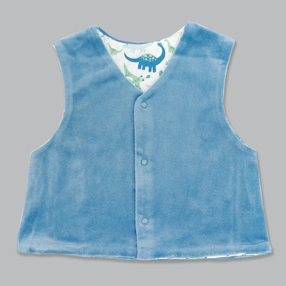 【Deux Filles】嬰兒兩面穿保暖背心 藍色系 2款(嬰幼兒 有機棉 保暖 棉絨)