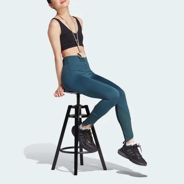 【adidas 愛迪達】W Z.N.E. LEG 女 緊身褲 亞洲版 運動 休閒 高腰 彈性 舒適 藍綠(IM4941)